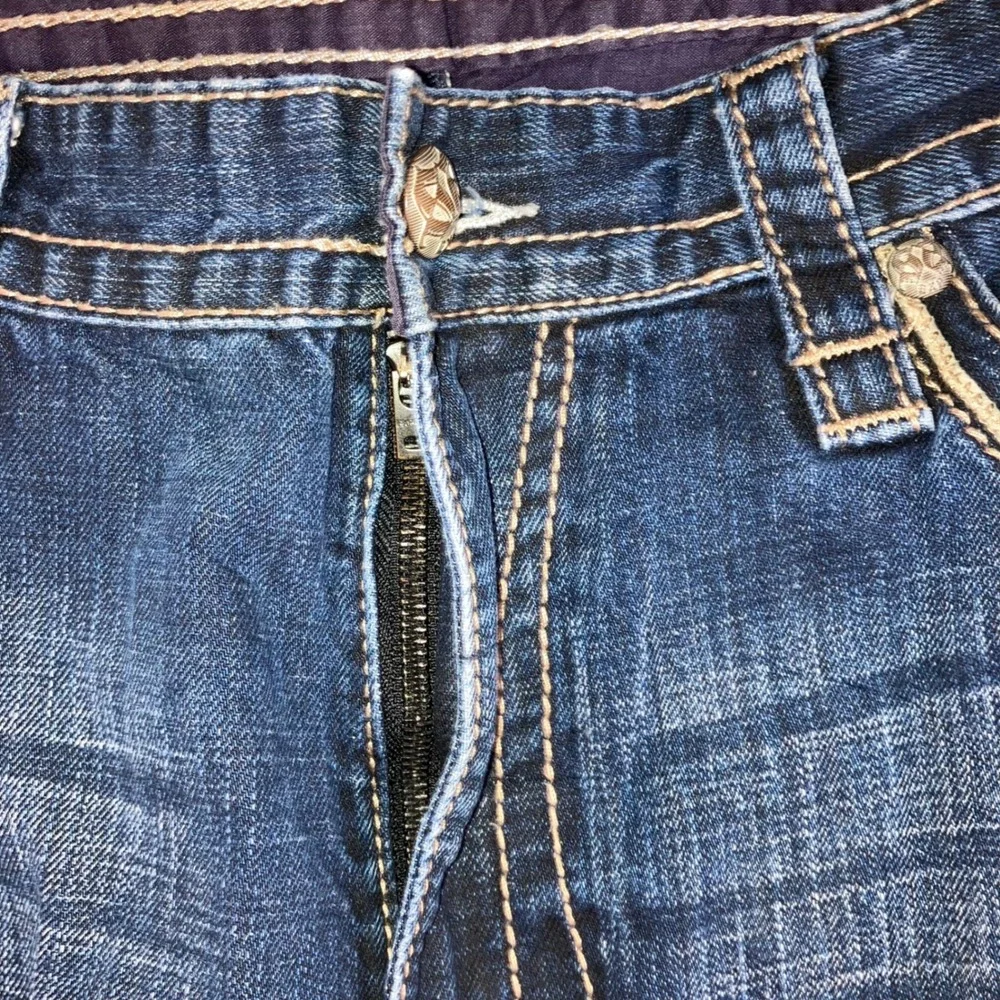 Express Jeans Blake Men 36x32 Loose Boot Leg‎ Embroidered Y2K Thick Stitch 36x29